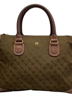 GHERARDINI Brown Dark Brown Jacquard Leather Handbag